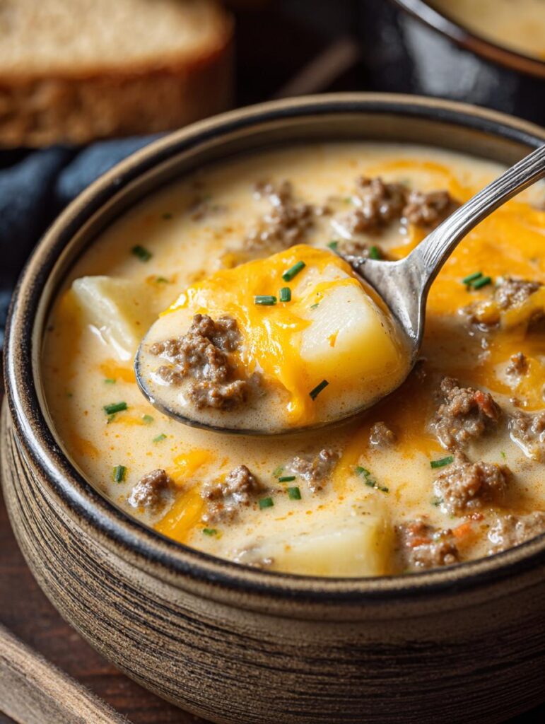 Cheesy Hamburger Potato Soup