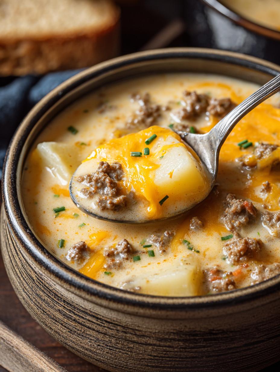 Cheesy Hamburger Potato Soup