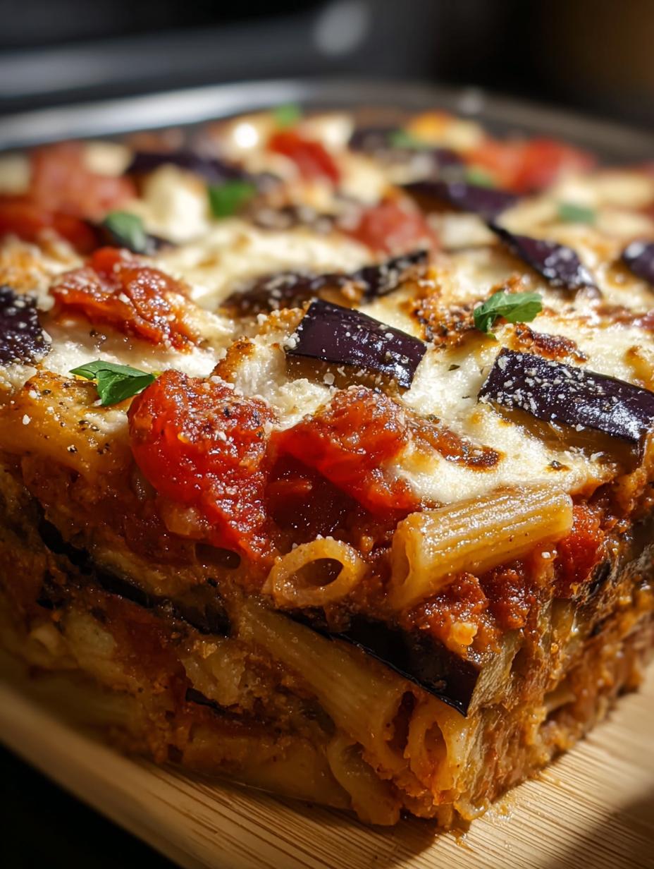 Dinner Eggplant Tomato Pasta: 1 Amazing Bake - Deliciously prepared pasta bake with roasted eggplant and rich tomato sauce