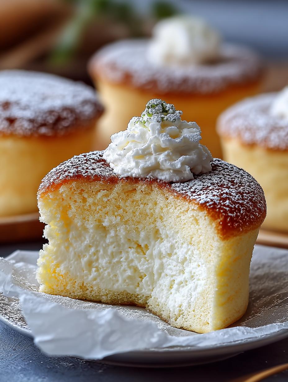 Fluffy Japanese Cotton Cheesecake: 12 Dreamy Cupcakes - Fluffy Japanese Cotton Cheesecake - main visual representation