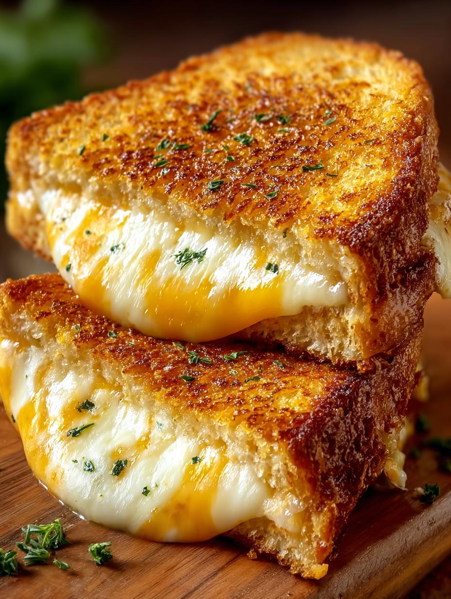Amazing Garlic Bread Grilled Cheese Recipe - Garlic Bread Grilled Cheese - main visual representation