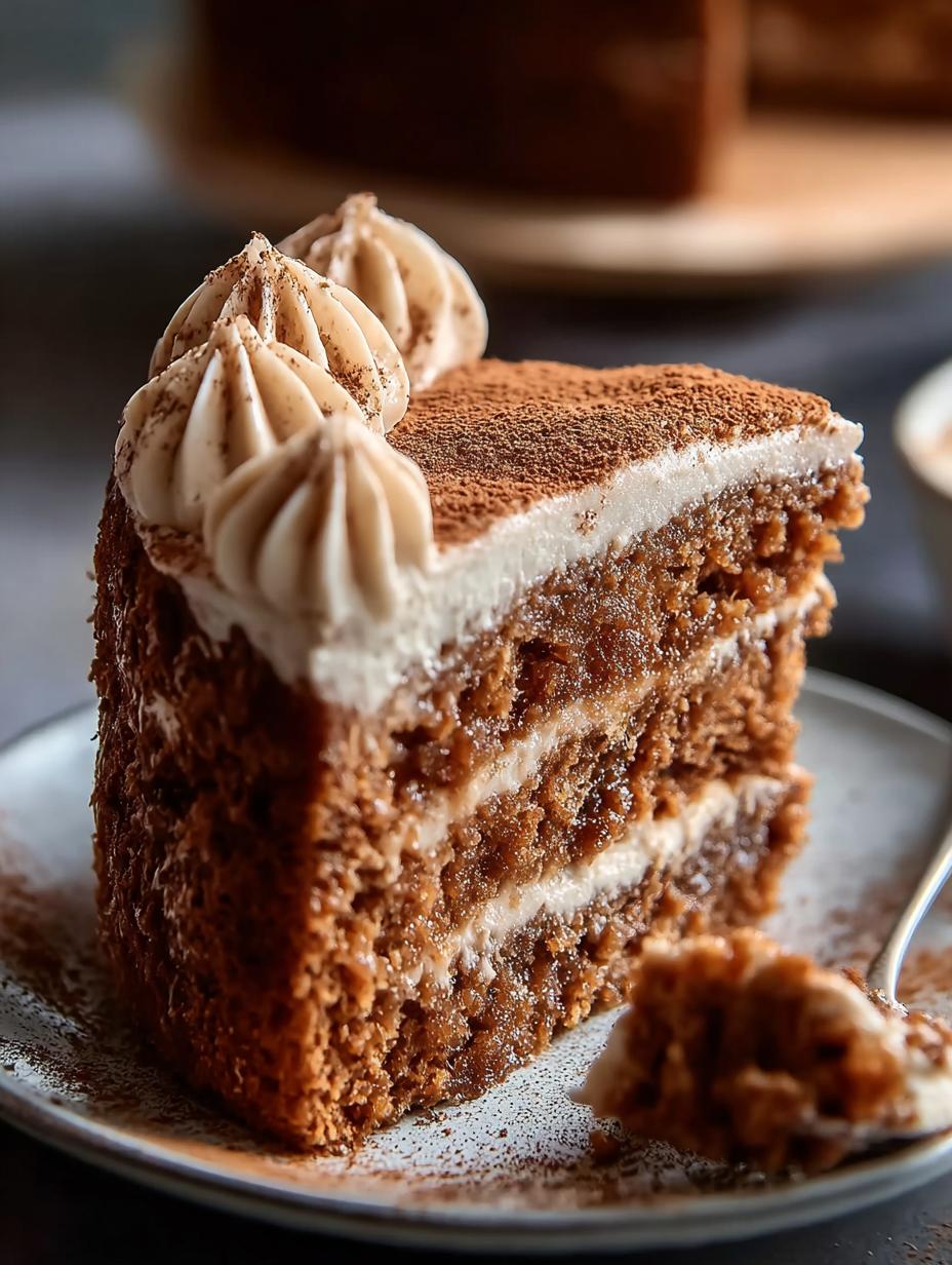 Irresistible Gingerbread Cake Cinnamon Molasses - A slice of moist gingerbread cake with a rich, dark crumb and a swirl of cream cheese frosting.