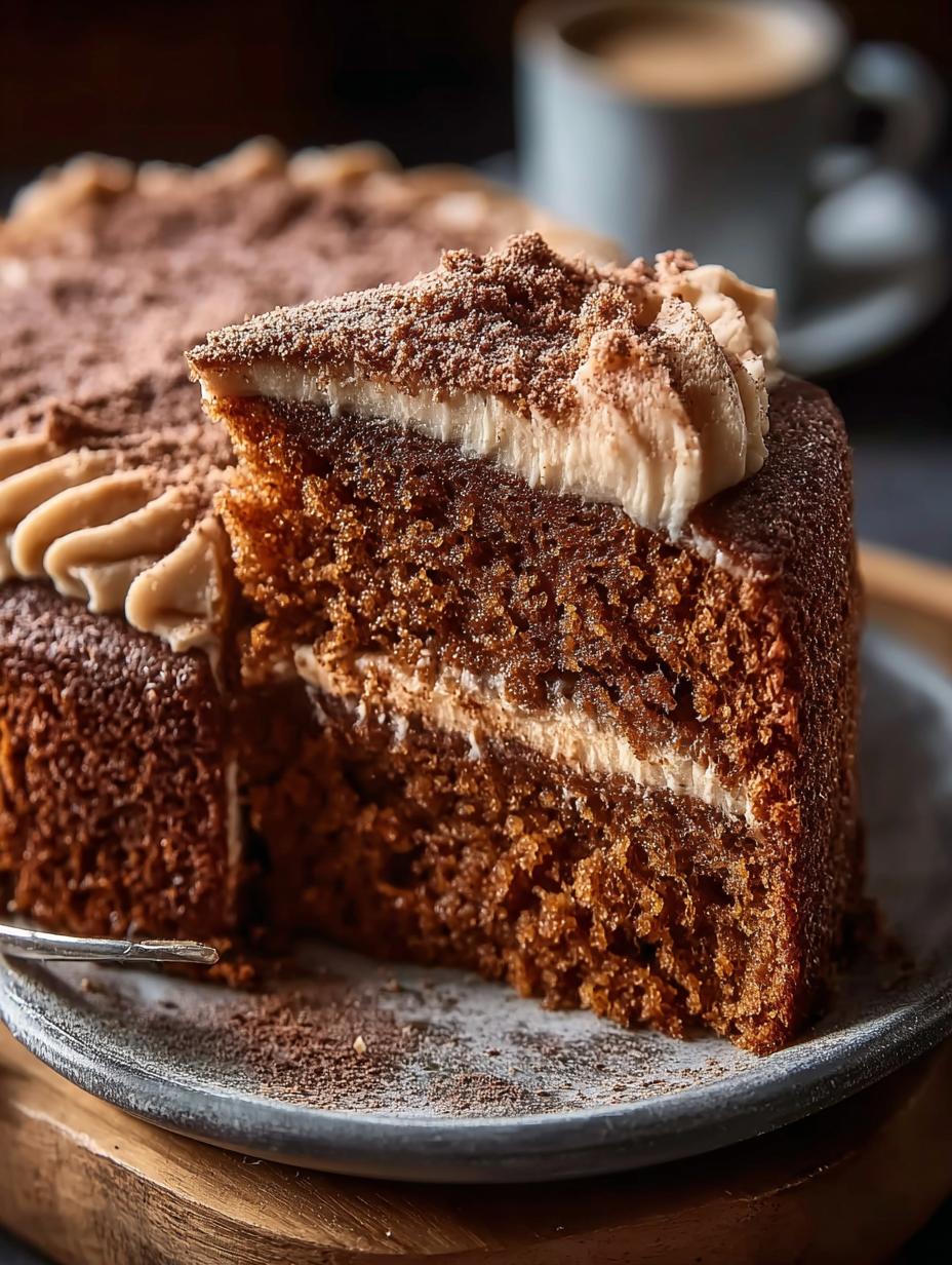 Irresistible Gingerbread Cake Cinnamon Molasses - Close-up of spiced gingerbread cake layers stacked and ready for frosting.