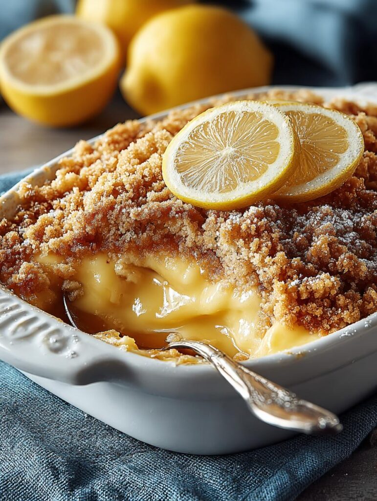 Lemon Curd Crumble Pudding