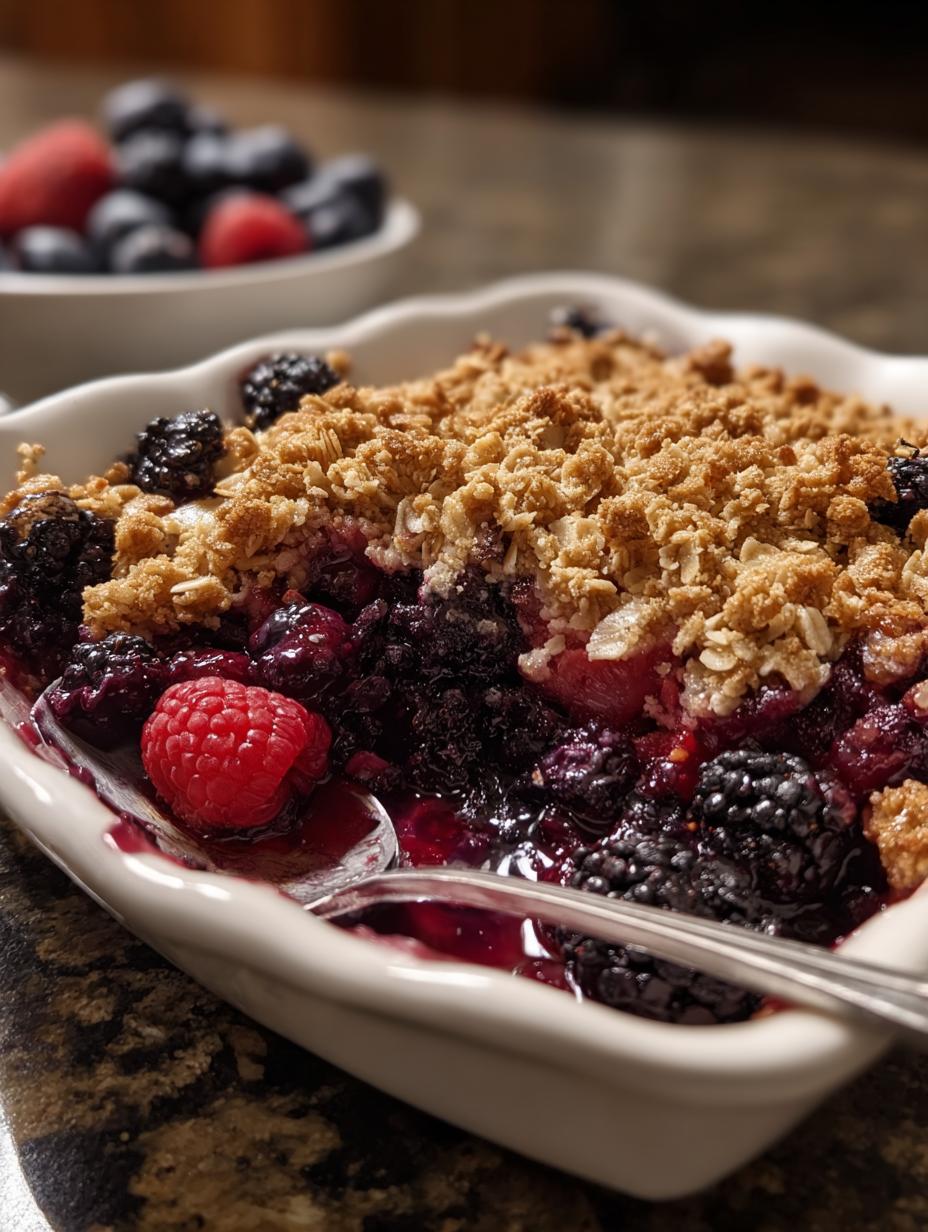 Light Indulgent Dessert Bliss: Heavenly berry crisp with golden topping