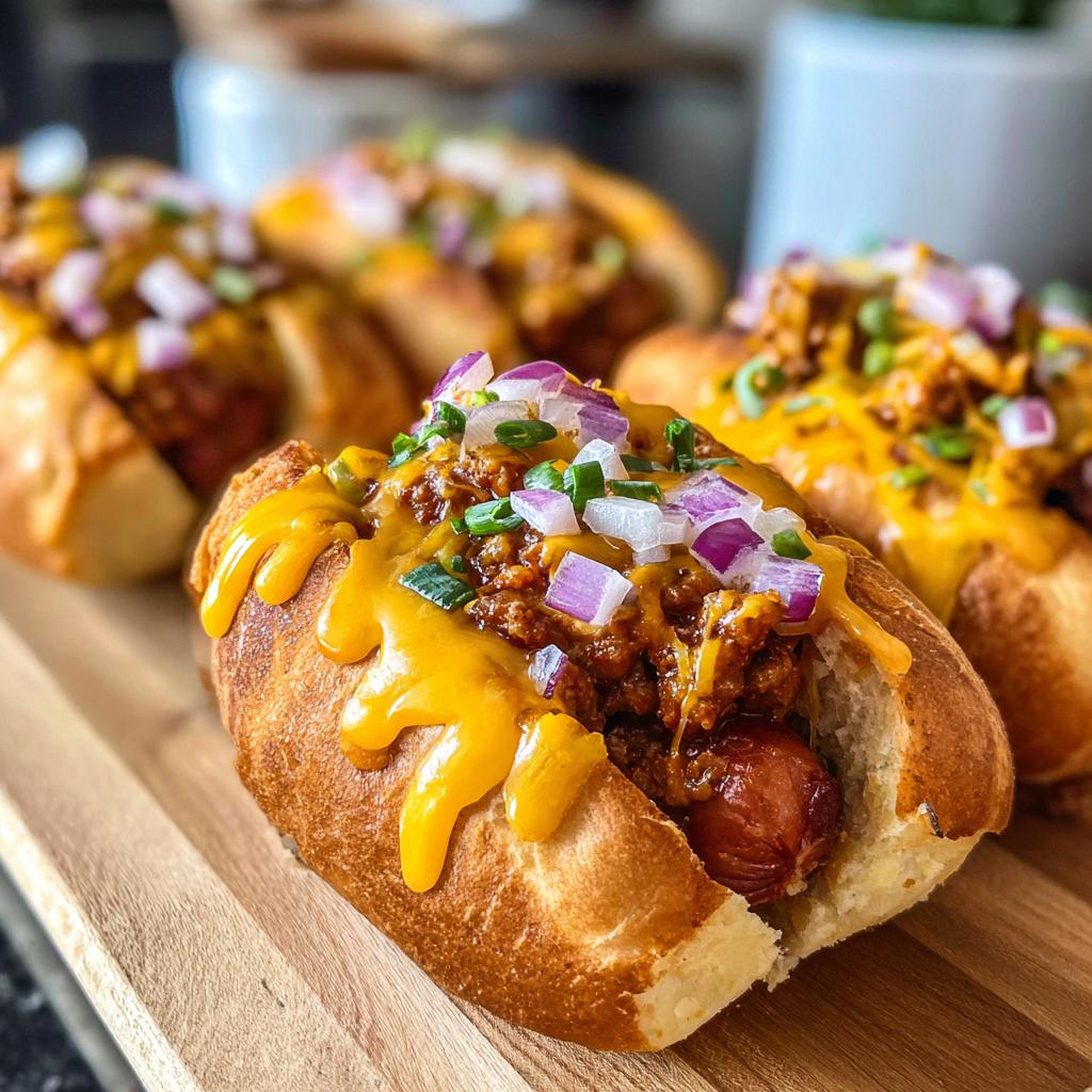 Mini Chili Cheese Dogs: Amazing 20-Min Party Bites - Close-up of a finished mini chili cheese dog