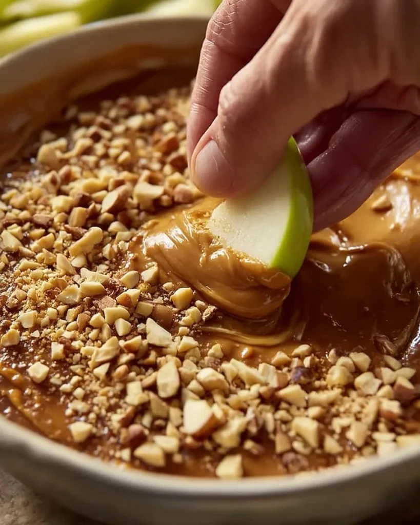 Cream Cheese Caramel Apple Dip served with apple slices