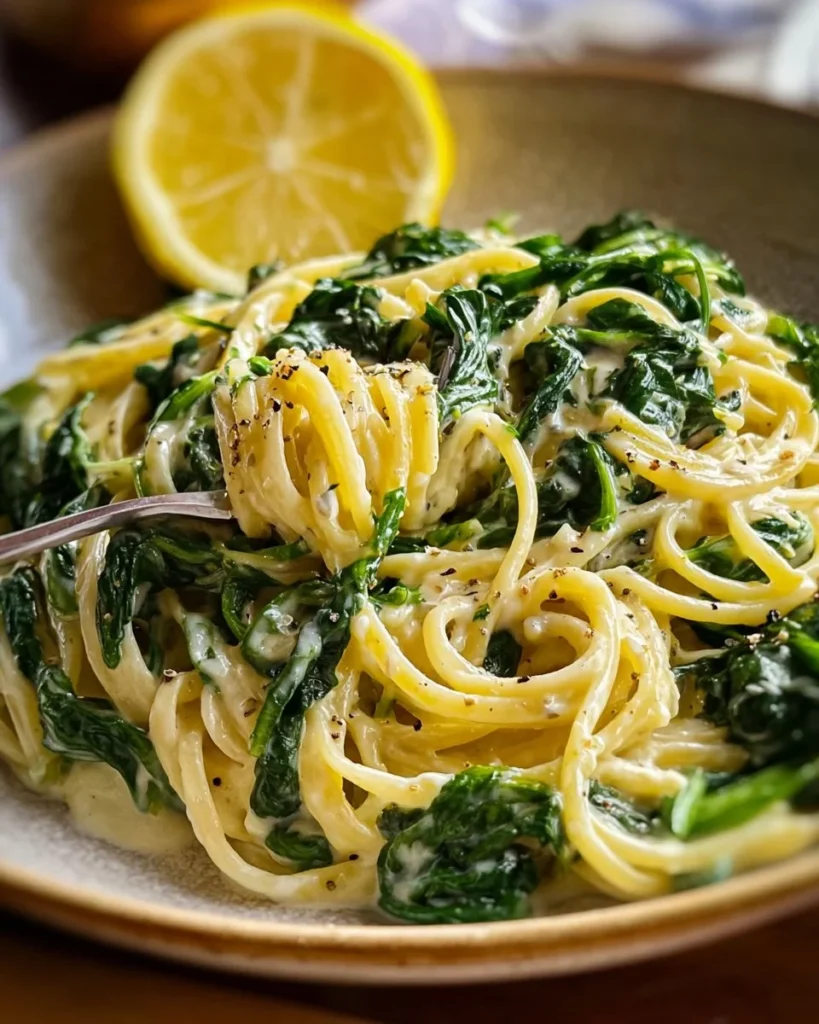 Zesty lemon ricotta and spinach pasta, a delicious creamy dish