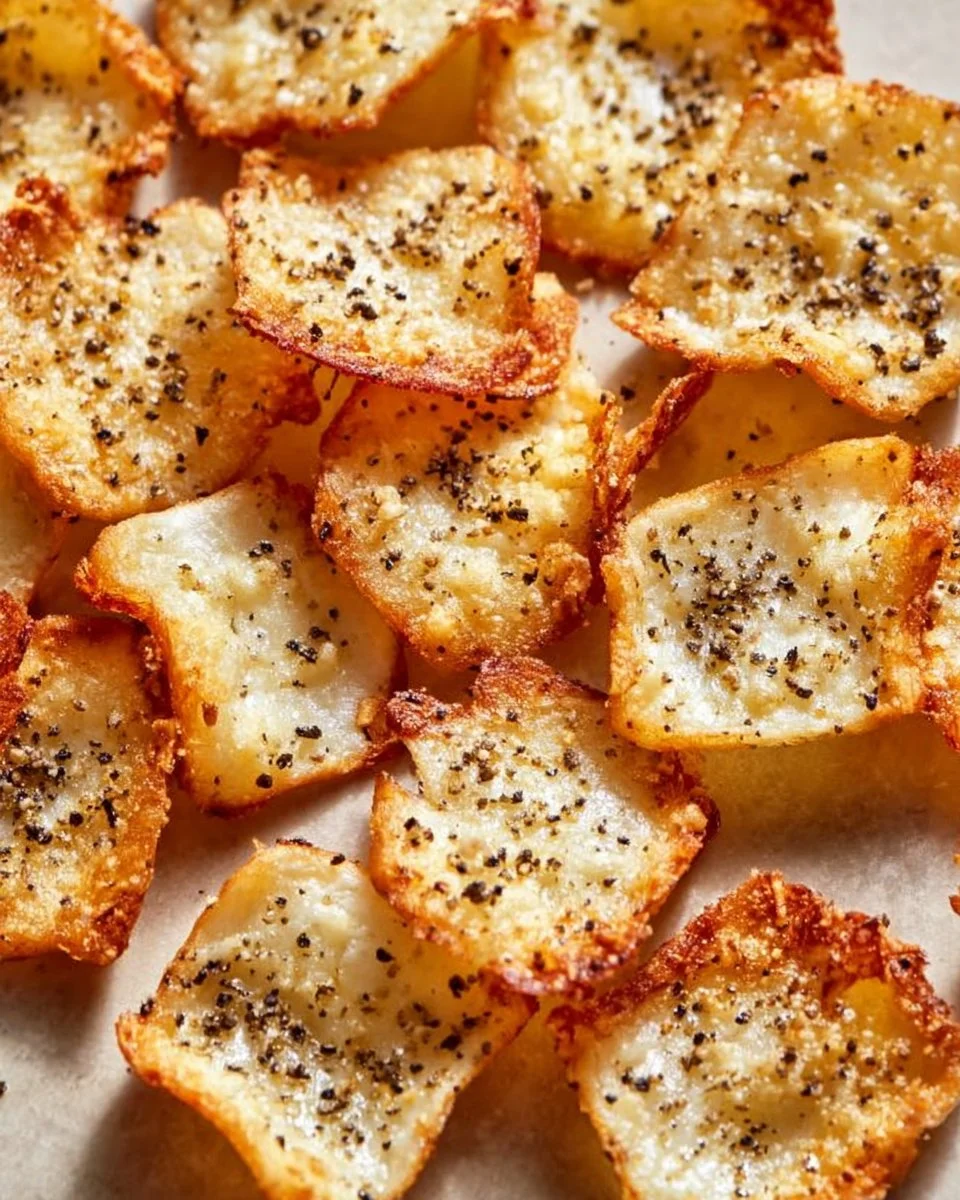 Baked cottage cheese chips served in a bowl as a healthy snack.