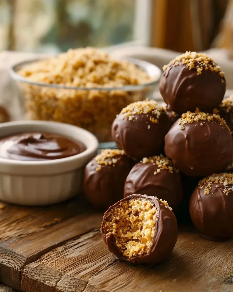Delicious Butterfinger Bliss Balls made with chocolate and peanut butter