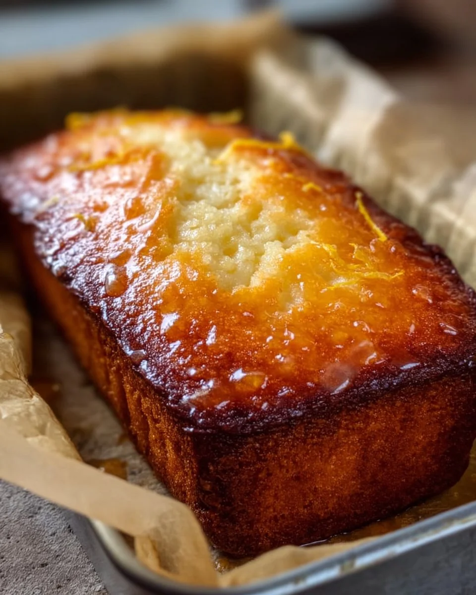Slice of Keto Lemon Cream Cheese Loaf on a plate with a lemon wedge
