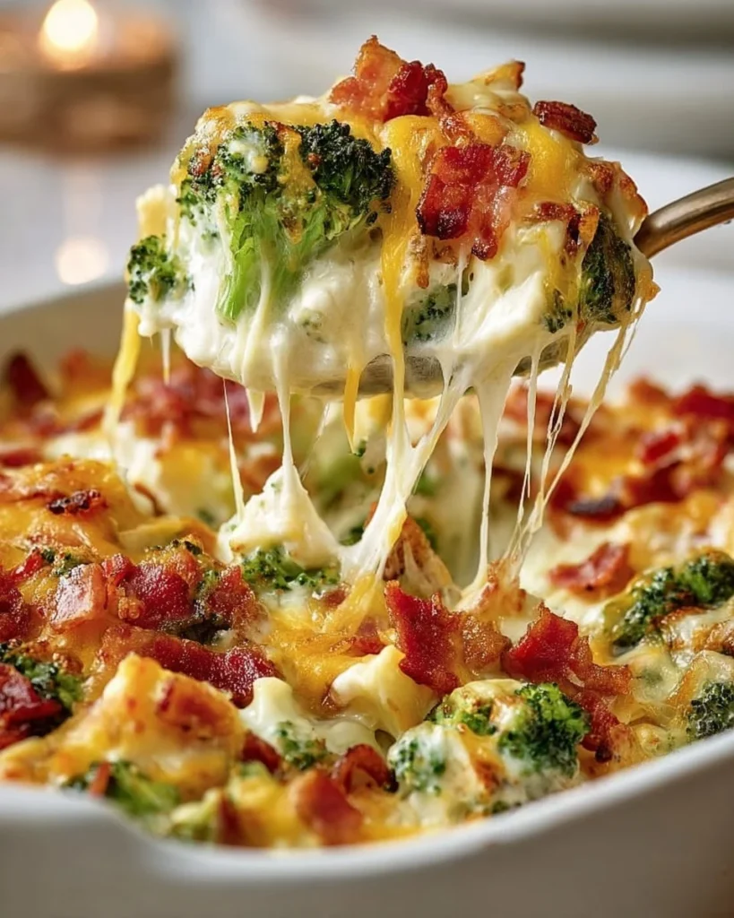 Low carb chicken casserole bake topped with cheese and vegetables